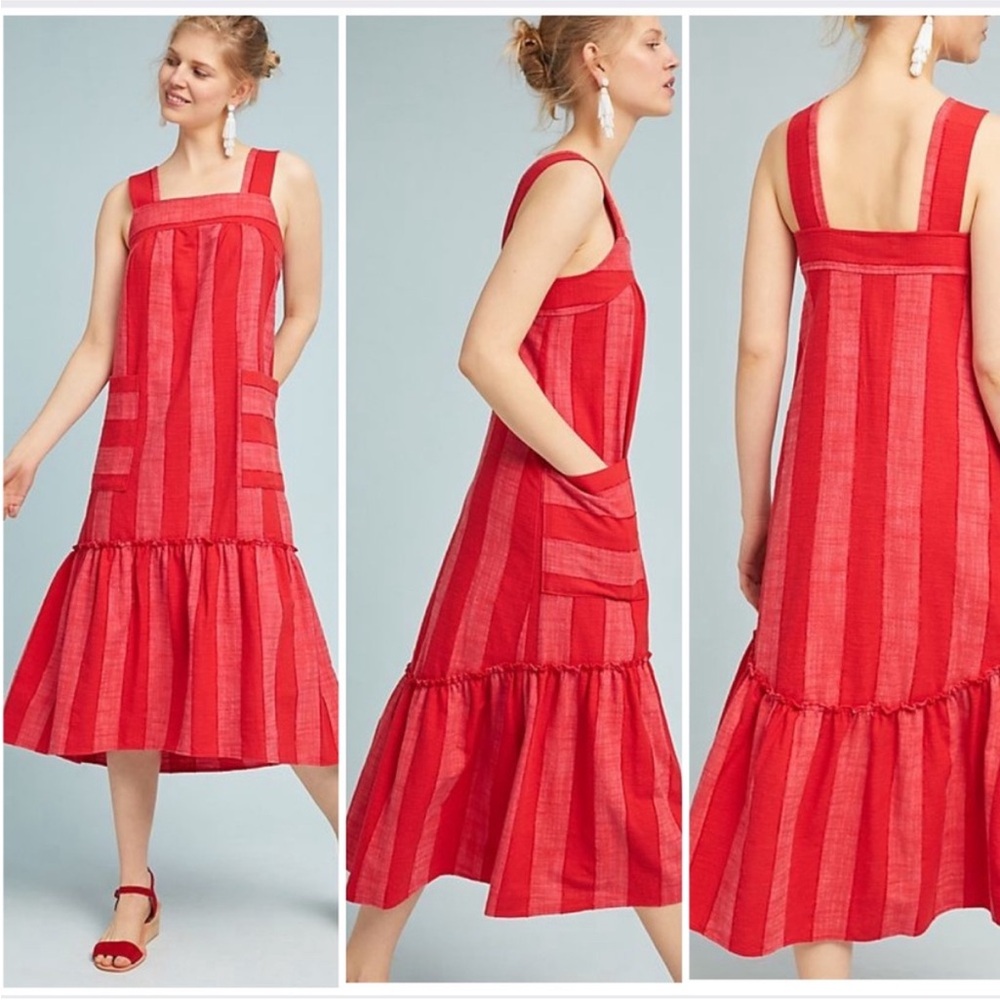 Anthropologie “Tonal Striped” Pink & Red Striped Sleeveless Dress XXS Petite